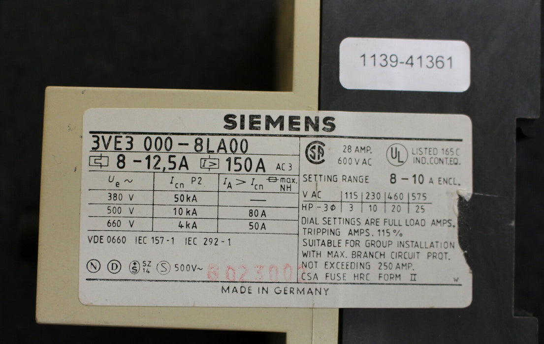 SIEMENS Leistungsschalter 3VE3000-8LA00