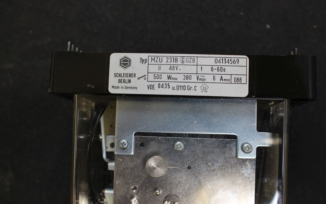 SCHLEICHER Präzisions-Zeitrelais MZU 231-B GZ8 48V t= 6-60s 500W Nr. 04114569