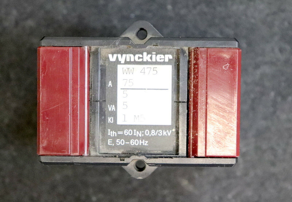VYNCKIER Stromwandler WW 475 75/5A 5VA 0,8/3kV Itherm 60In 50/60Hz gebraucht ok
