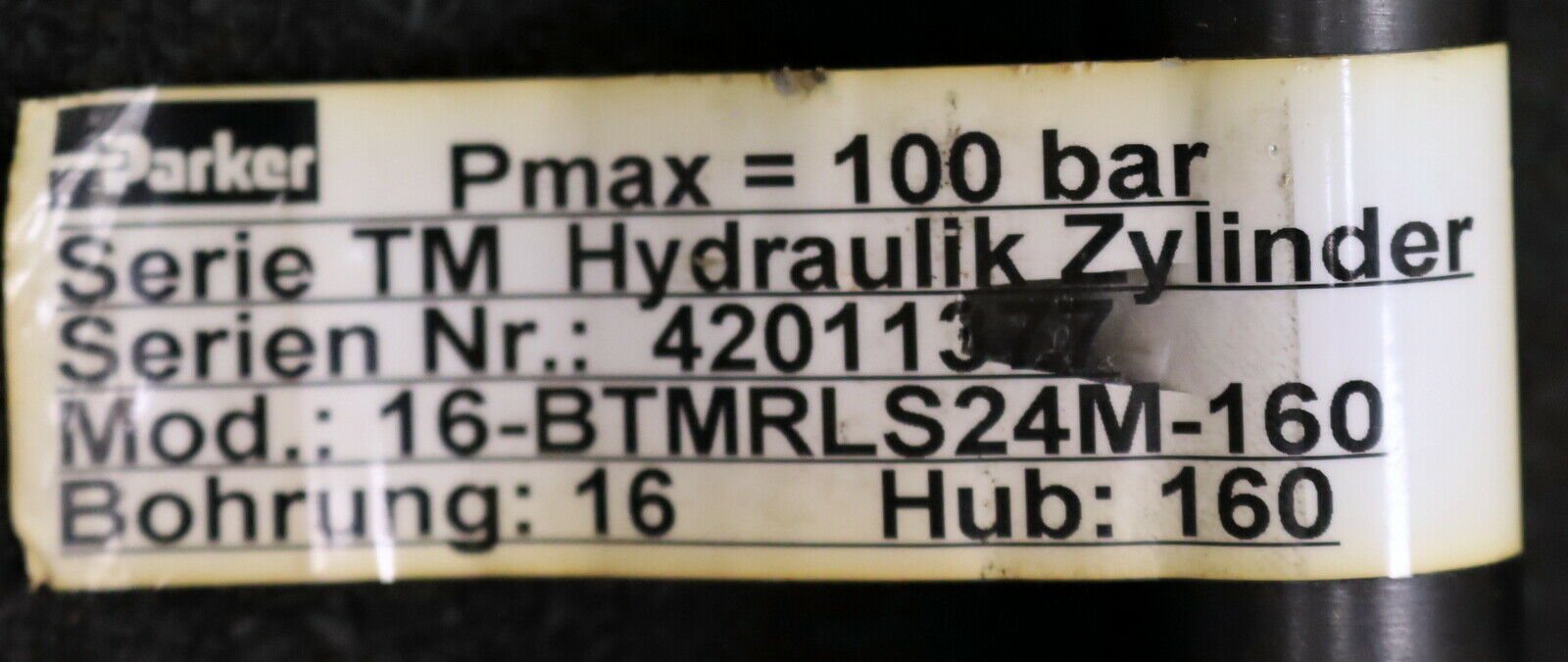 PARKER Hydraulikzylinder Serie TM08S-489441C Typ 16-BTMRLS24M-160 Nr. 42011377