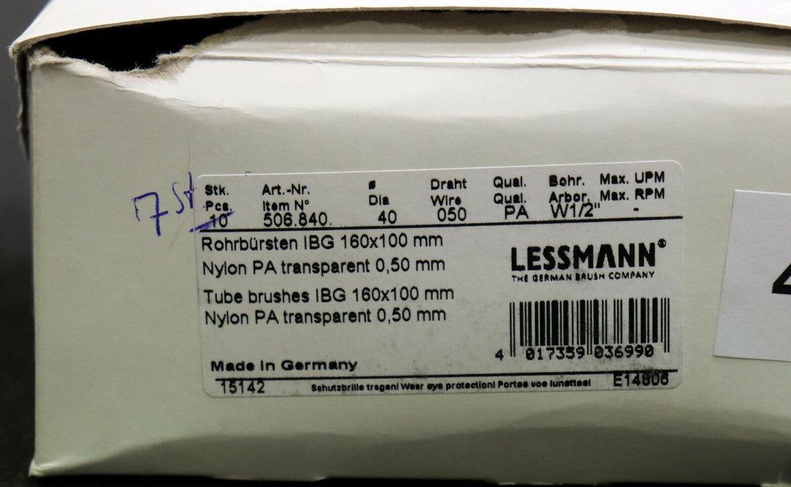 LESSMANN 7 Stück Rohrbürste IBG >506.840 zum reinigen und entgraten von Rohren