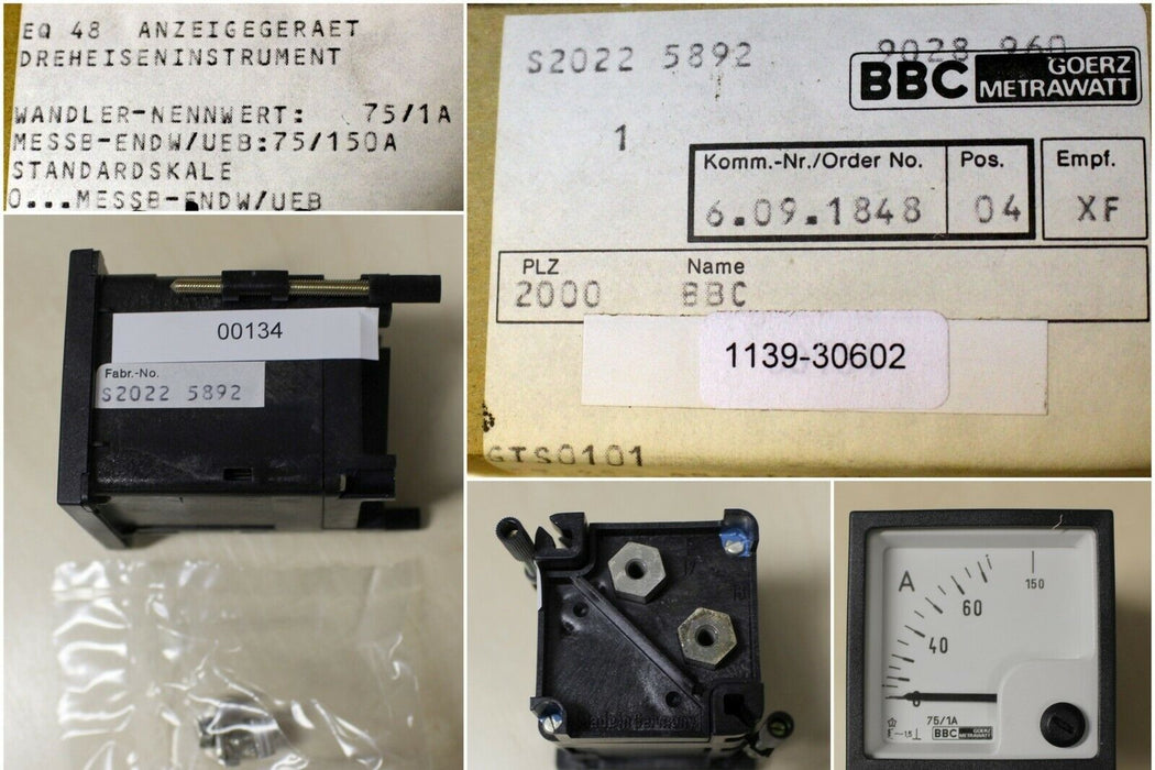 BBC GOERZ METRAWATT Strommesser EQ 48, Wandler-Nennwert 75/1A