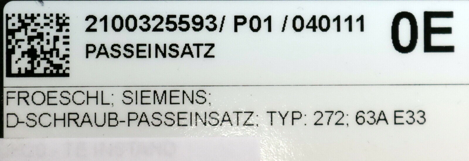 SIEMENS 15x D-Schraub-Passeinsatz 63A 5SH320 Größe DII/E33 nach DIN/VDE 0636