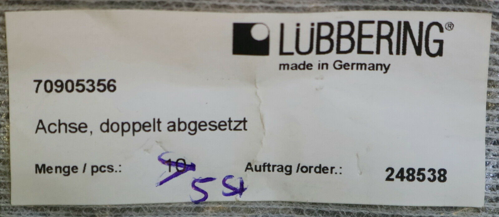LÜBBERING 5x Achse doppelt abgesetzt Art.Nr. 70905356 unbenutzt in OVP
