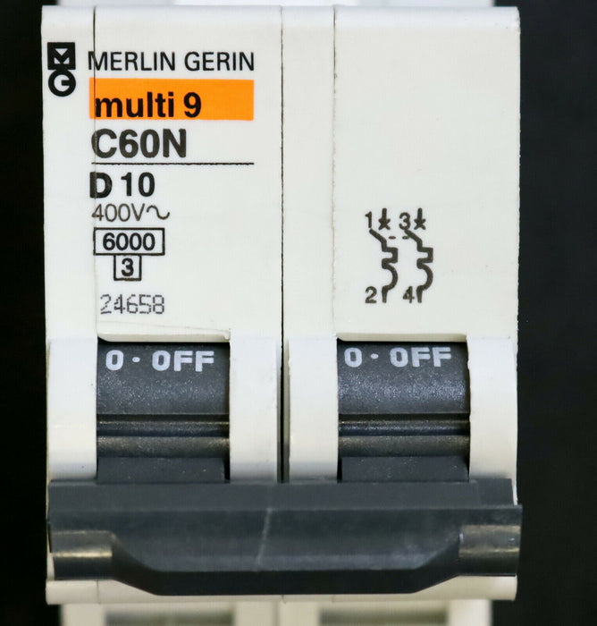 MERLIN GERIN 3x Leistungsschutzschalter multi 9 C60N D10 400VAC - gebraucht