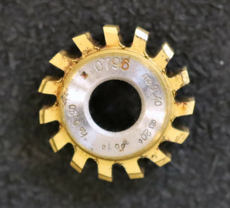 MIKRON Vollstahl-Wälzfräser No. 0796 m= 0,40 ho= 0,90 Abmessungen Ø24x10xØ8mm