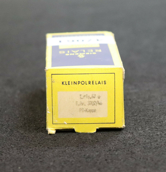 SIEMENS Kleinpolrelais T.rls 67u T.Bv.3702/46 P1-Kappe 8R12 Spule 3000/46