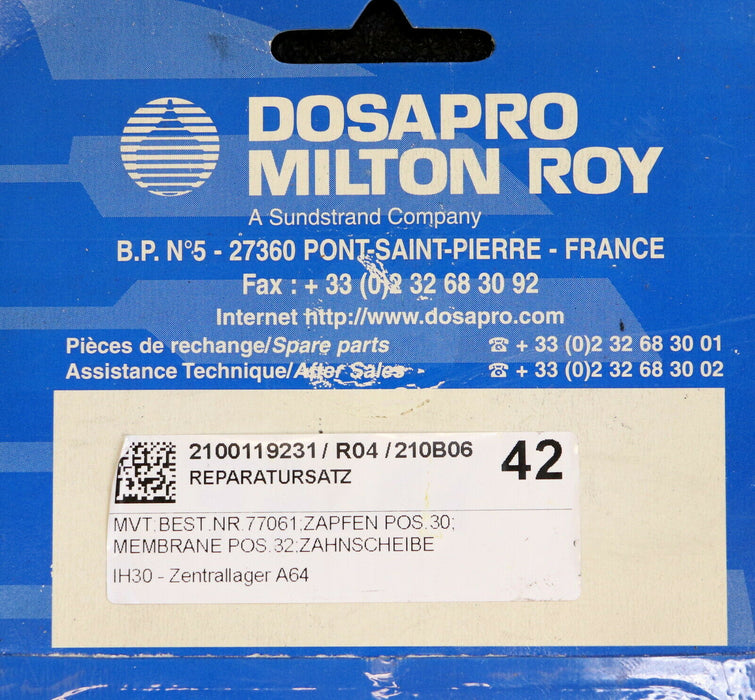 DOSAPRO MILTON ROY Repair Kit 77061 Reparatursatz MVT Best.Nr. 77061 mit Zapfen