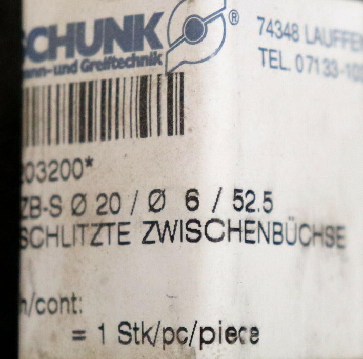 SCHUNK geschlitzte Zwischenbüchse GZB-S Ø 20/Ø 6 Nr. 0203200 Gesamtlänge 52,5mm