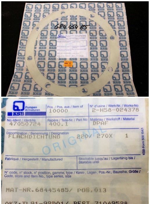 KSB Flachdichtung 220x270x1-DPAF Teil 400.1 für Pumpe Etabloc 25-20/222