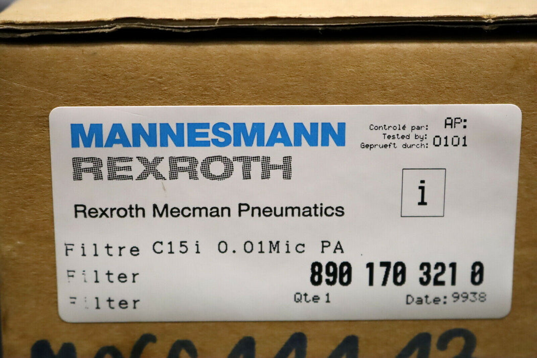 REXROTH MECMAN Pneumatic Air Filter FIL C15 i ID 8901703210 max. 12bar 0,01µm