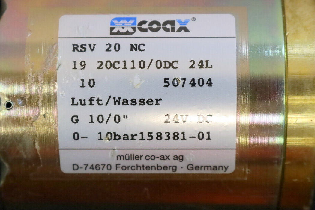 COAX Lateralventil RSV 20 NC für Luft/Wasser RSV 20 NC 19 20C110/0DC ID 507404