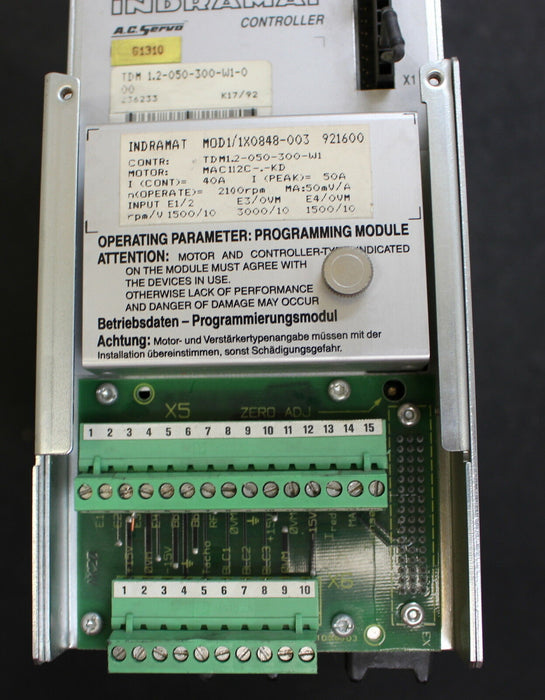 INDRAMAT TDM Servo Controller TDM 1.2-050-300-W1-0 Mod1/1X0848-003