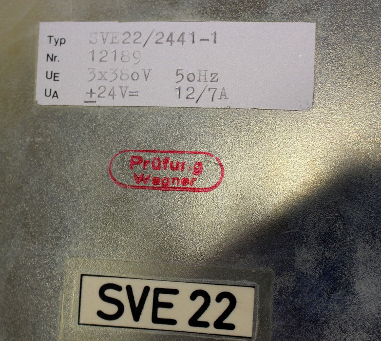 AEG GEAZENT Netzgerät SVE22 / 2441-1 - 3x380V – 50Hz – Ua +27V=12/7A Nr. 12189