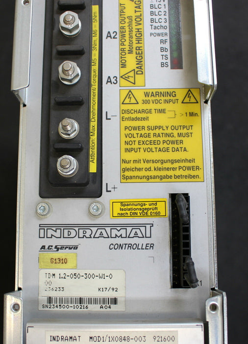 INDRAMAT TDM Servo Controller TDM 1.2-050-300-W1-0 Mod1/1X0848-003