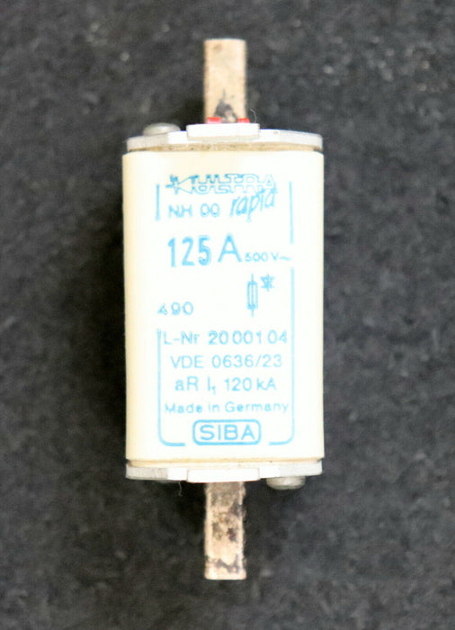 SIBA ULTRA RAPID Sicherungseinsatz fuse-link 2000104 125A 500V Betriebsklasse aR