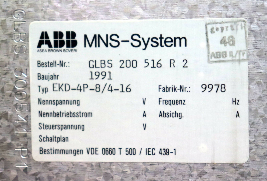 BBC MNS-System Kondapter Typ EKD-4P-8/2-16 Bestell-Nr. GLBS 200 516 R 5