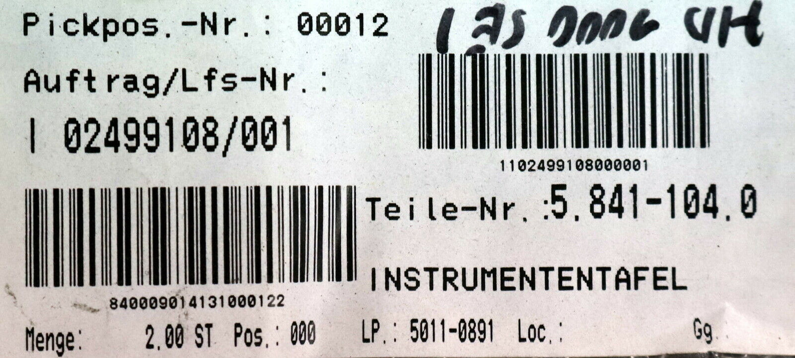 KÄRCHER Instrumententafel 5.841-104.0 für HD 1000 SEI - unbenutzt in OVP