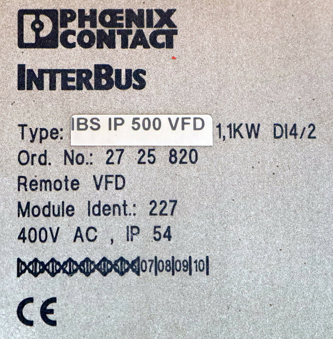 PHOENIX CONTACT Frequenzumformer IN/OUT IBS VFD 1,1KW DI4/2 No. 2725820 E: 06