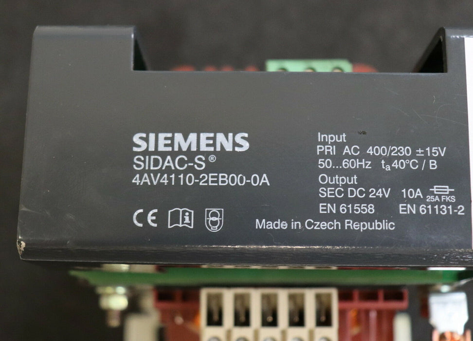 SIEMENS SIDAC-S Stromversorgung 4AV4110-2EB00-0A Input PRI 230/400VAC 50/60Hz