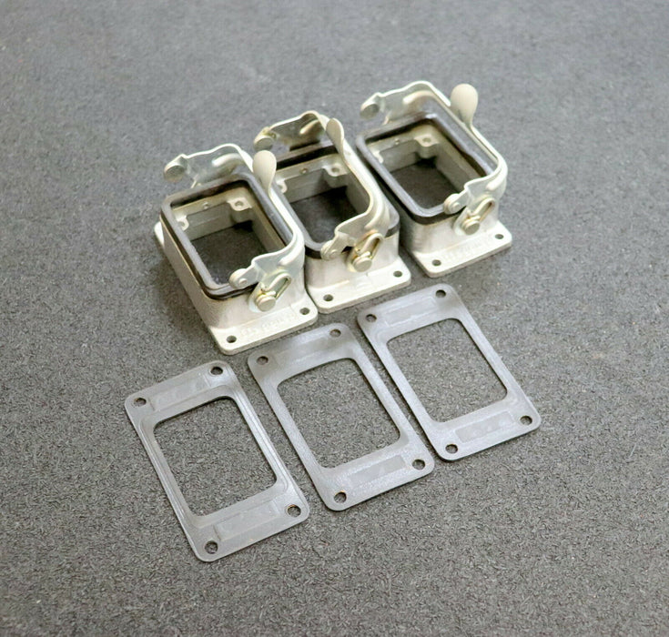 HARTING 3 Stück Anbaugehäuse 6B aus Metall mit 1 Metallbügel - gebraucht