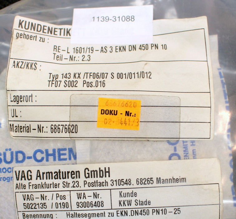 VAG Haltesegmentsatz Typ: EKN - mit 4 Segmenten für Nodular DN450 PN10 - 1 Set