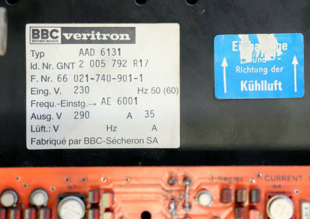 ABB / BBC / VERITRON Stromrichter DC Converter Type AAD 6131 ID-Nr. GNT200579R17