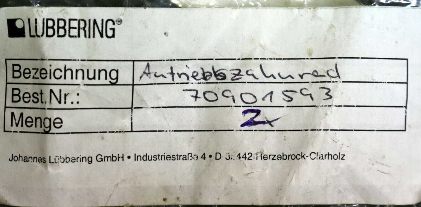 LÜBBERING 2x Antriebszahnrad Art.Nr. 70901593 unbenutzt in OVP