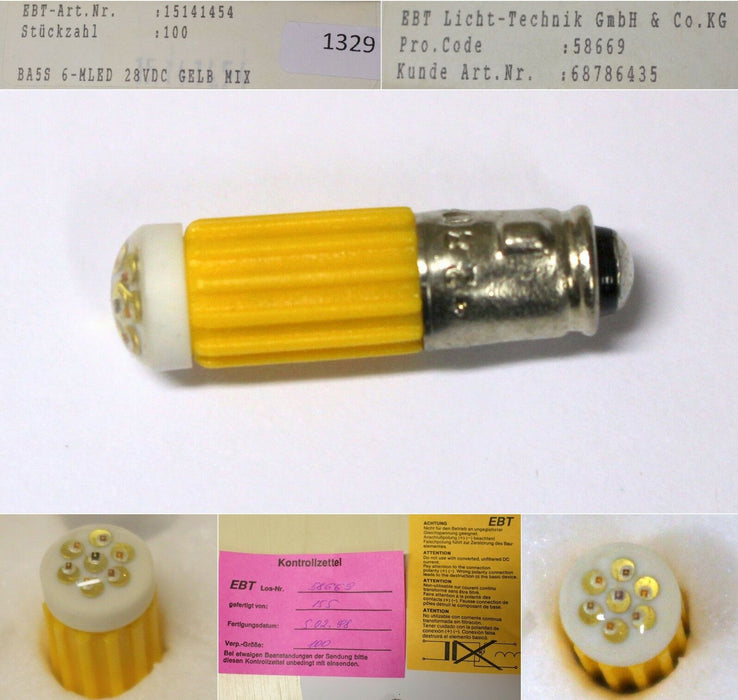 EBT Multi-LED 6-fach - Gelb Mix - 28VDC - BA5S - Art.Nr. 15141454- 50 Stück