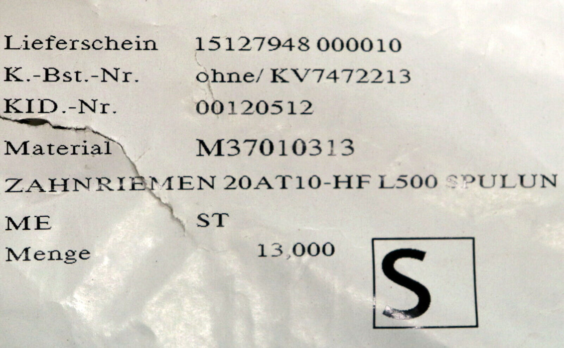 SYNCHROFLEX Zahnriemen AT10 500 Länge 500mm Breite 20mm - unbenutzt