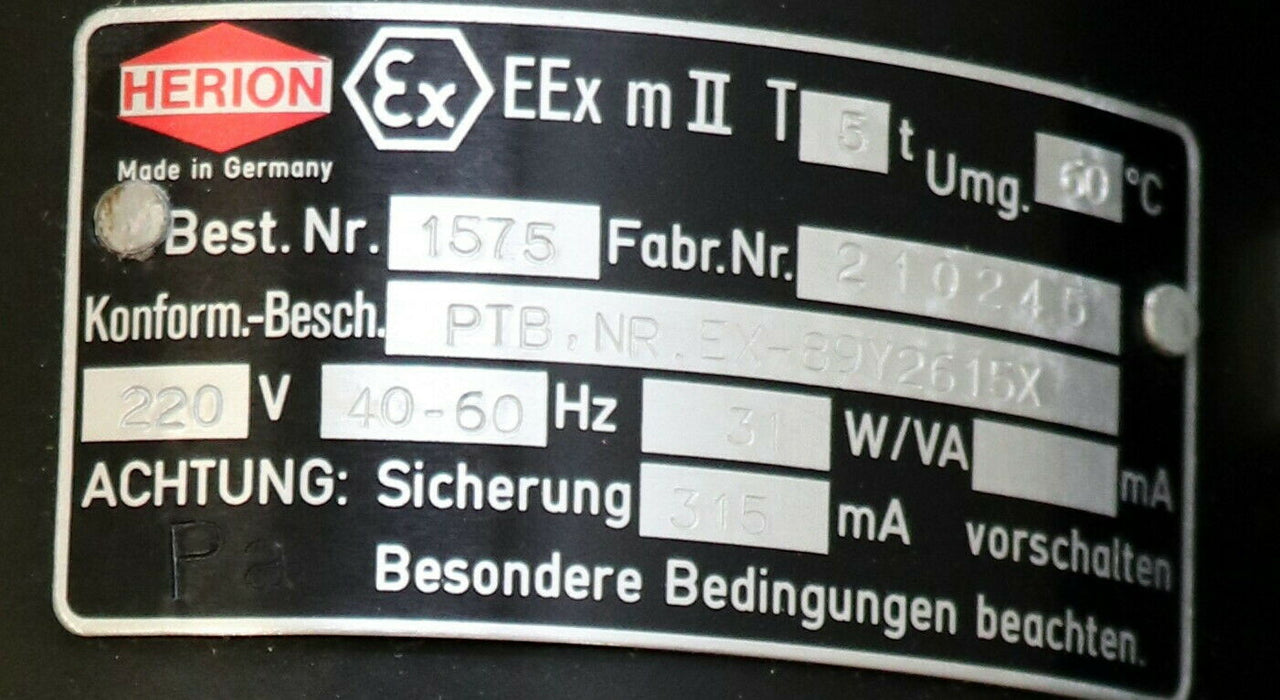 HERION 3/2-Wege Magnetventil Best. Nr. 1575 mit 2401874 EEX m II T5 60°