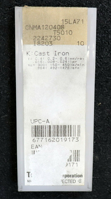 TUNGALOY 9 Stück Wendeplatten CNMA120408 T5010 2242730 - unbenutzt