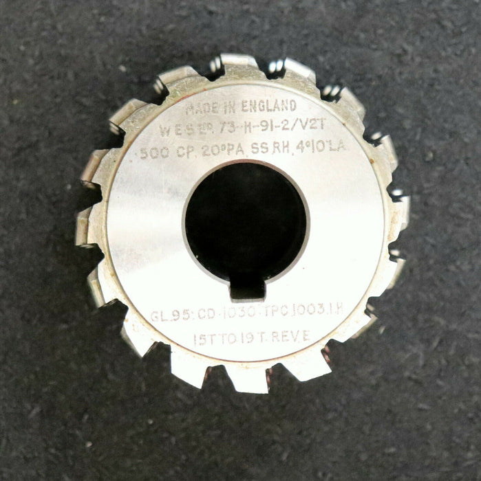 WESL ENGLAND Zahnriemenrad-Wälzfräser für Z= 15-19 Type 73-H-91-2/V2T 500CP 20°