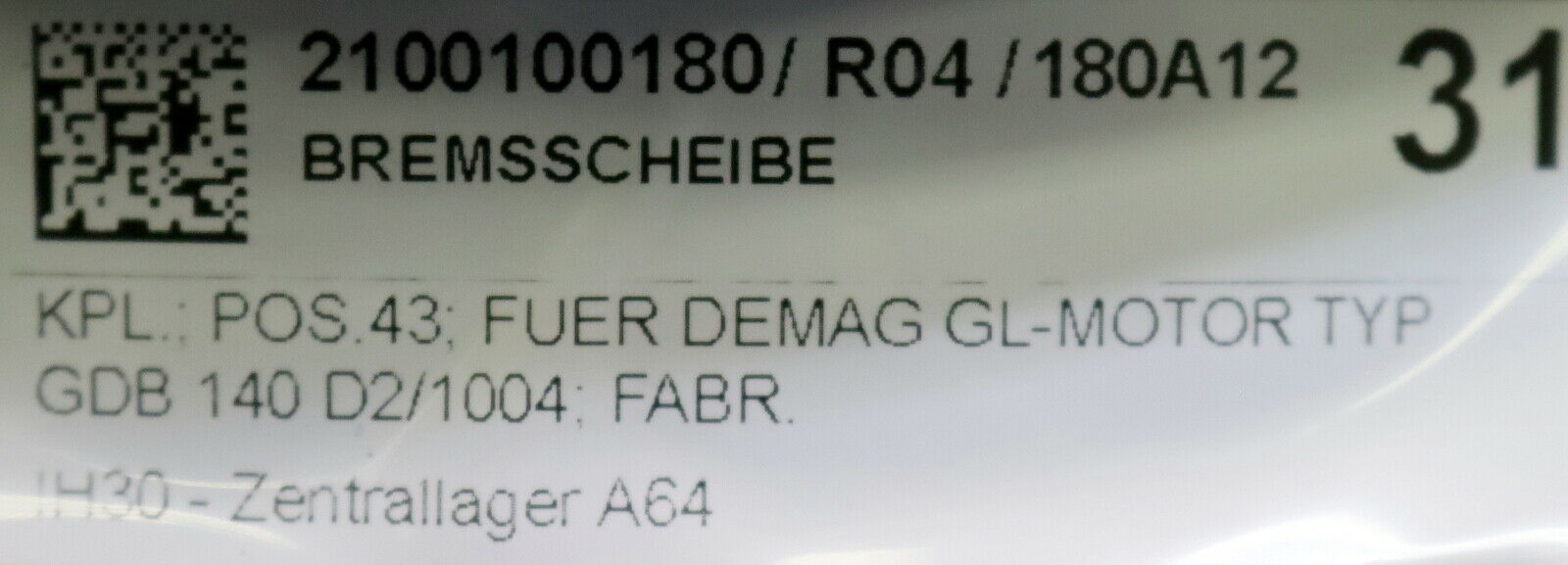 DEMAG Kegelbremsscheibe mit Kegelbremsring Art.08371584 mit 08476284 + 08478784