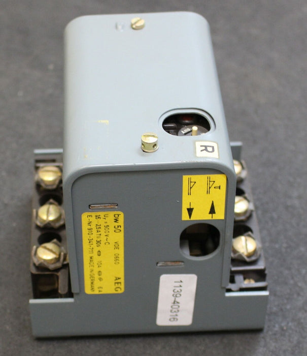 AEG Thermischer Überstromauslöser Typ bw 50 1,6-2,5A 30s E-Nr. 910-341-711