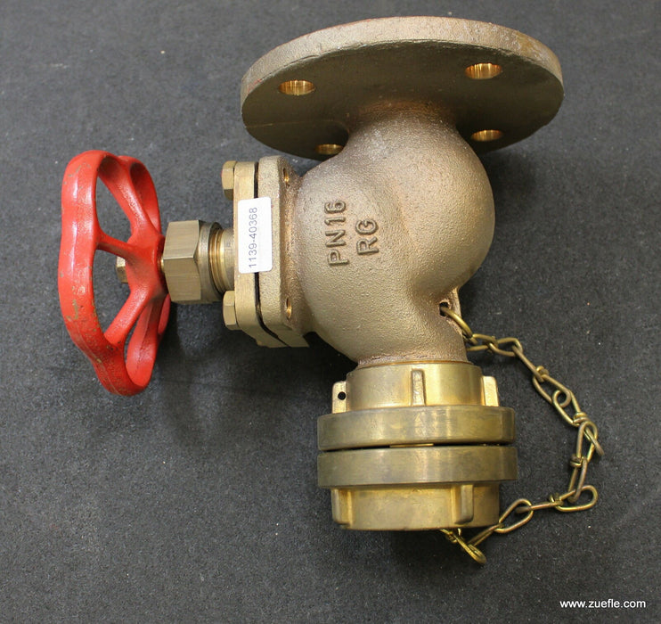 GÖP Feuerlöschventil DN50 PN16 Gerade - Rotguss Flanschd.: 165mm 4x18mm Lochbild