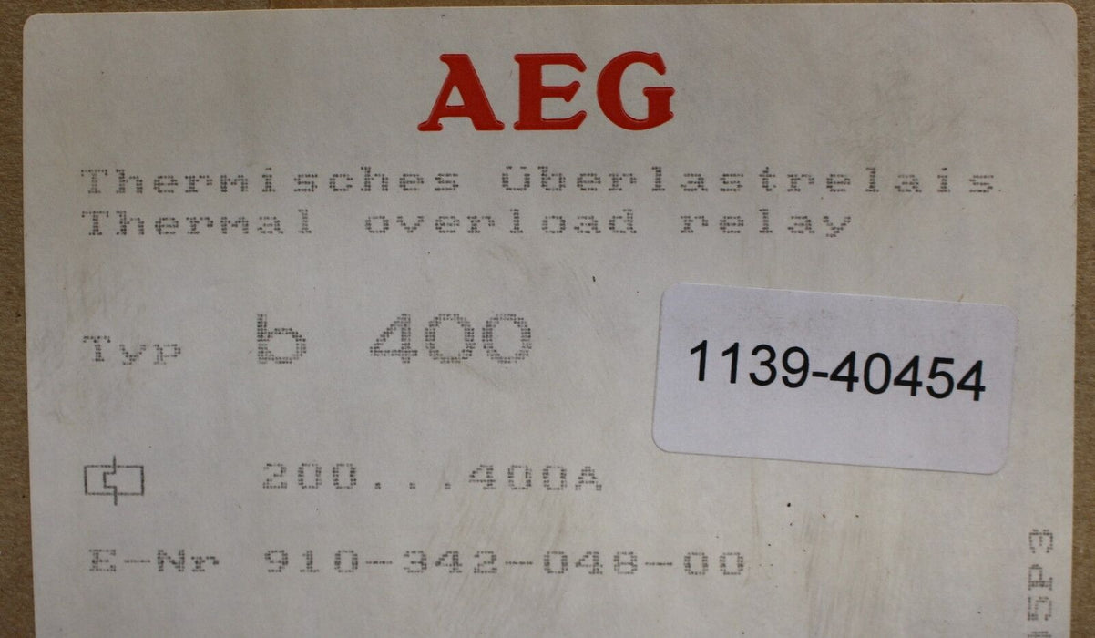 AEG Thermisches Überlastrelais b400 200-4000A E-Nr. 910-342-048-00