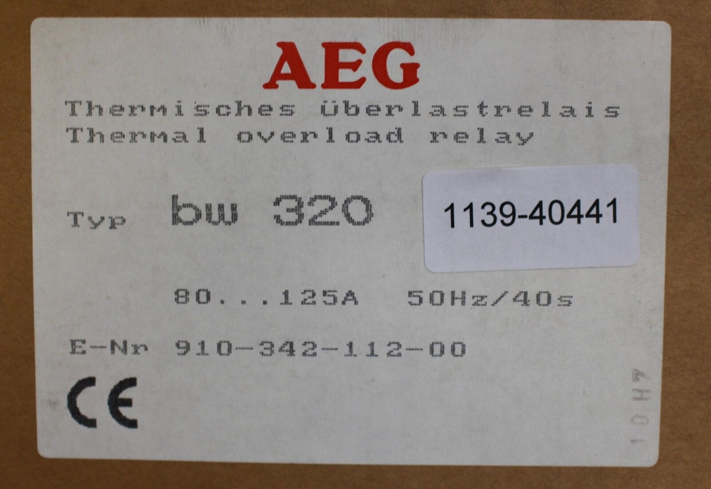 AEG Thermisches Überlastrelais bw320S 80-125A E-Nr. 910-342-112-00
