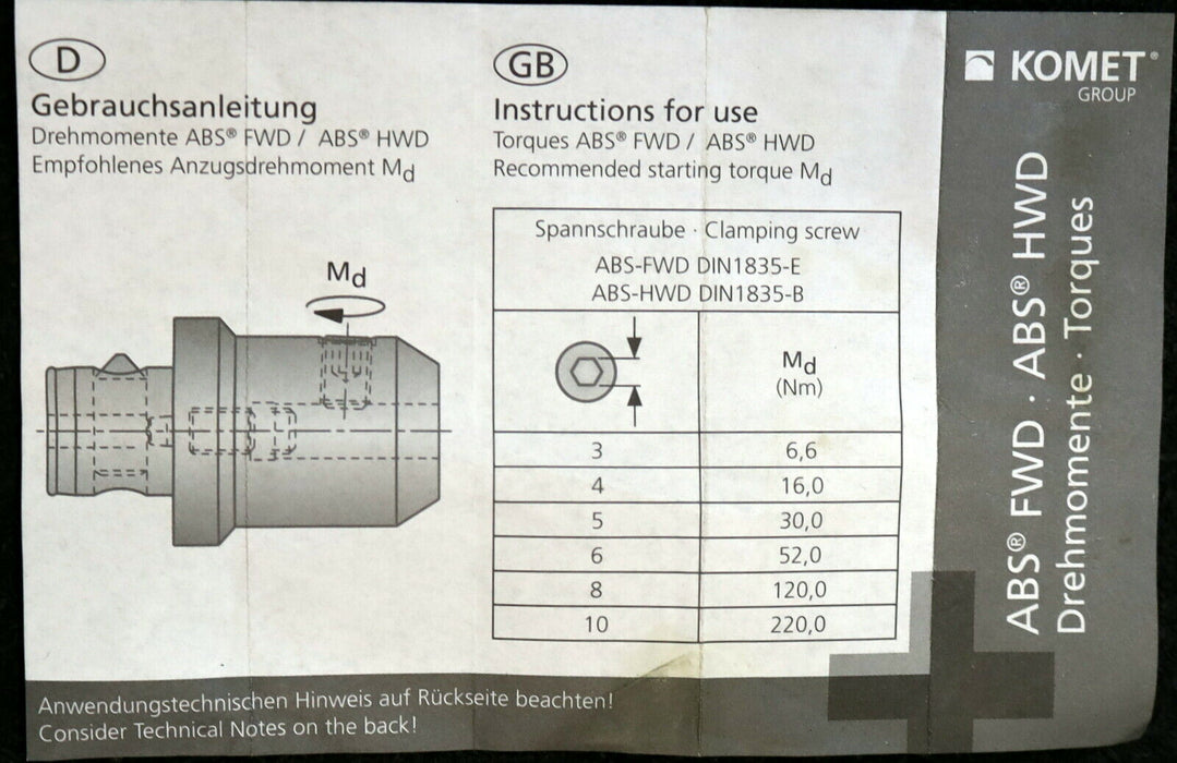 KOMET Spannaufname für ABS 25 Spannfutter XA30 19350 Ø 8mm unbenutzt