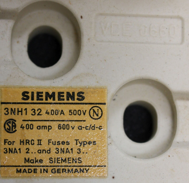 SIEMENS NH-Sicherungsunterteil 3NH1320 - 1-polig Gr:2 - 400A - 500V/660V