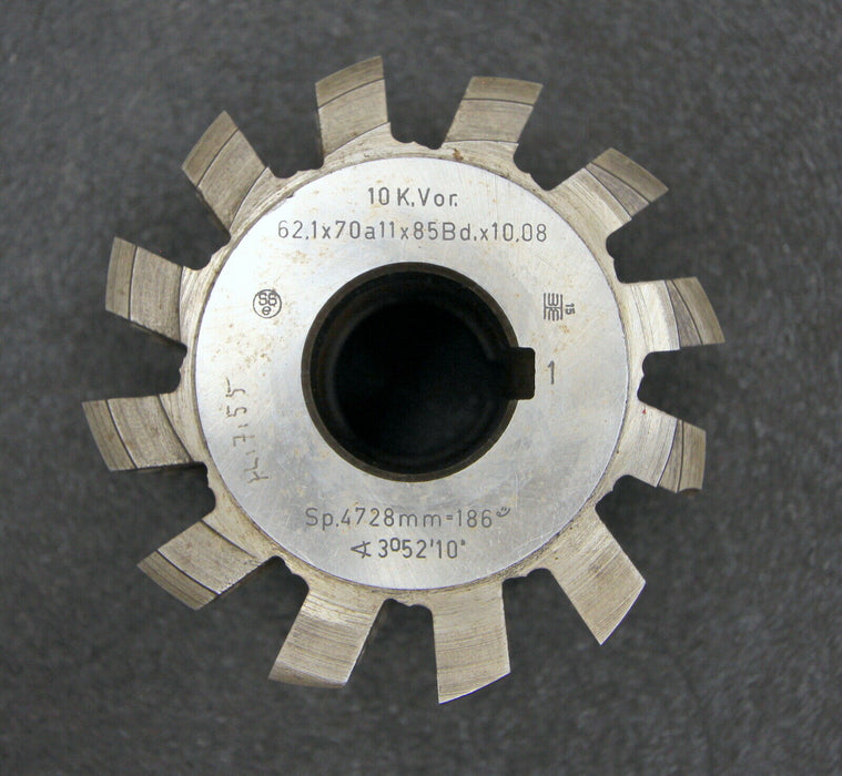 Keilwellenwälzfräser spline hob 10 Keile 62,1 x 70 x 85Bd. 10,08 mit Höcker