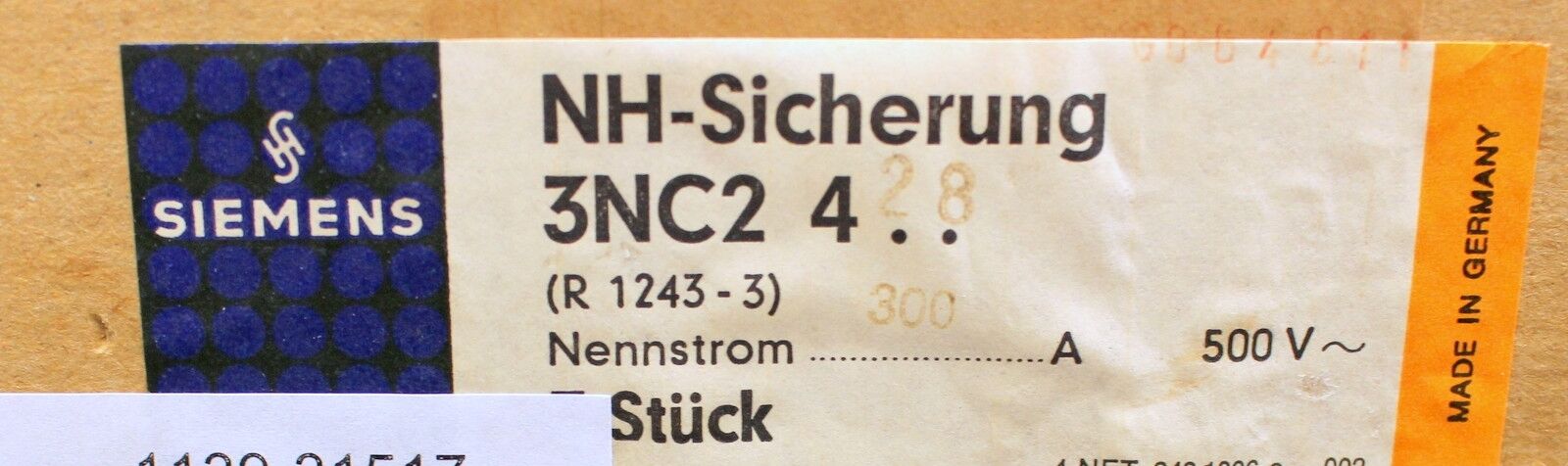 SIEMENS NH-Sicherungseinsatz 3NC2428 300A - 660V - Gr. 3 - mit Schraubkontakten