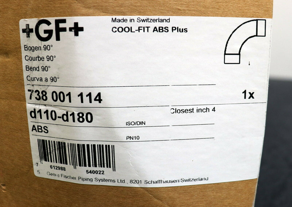 GF GEORG FISCHER COOL-FIT ABS 90° Bogen d110 x 180mm PN10 Connector type d -dl