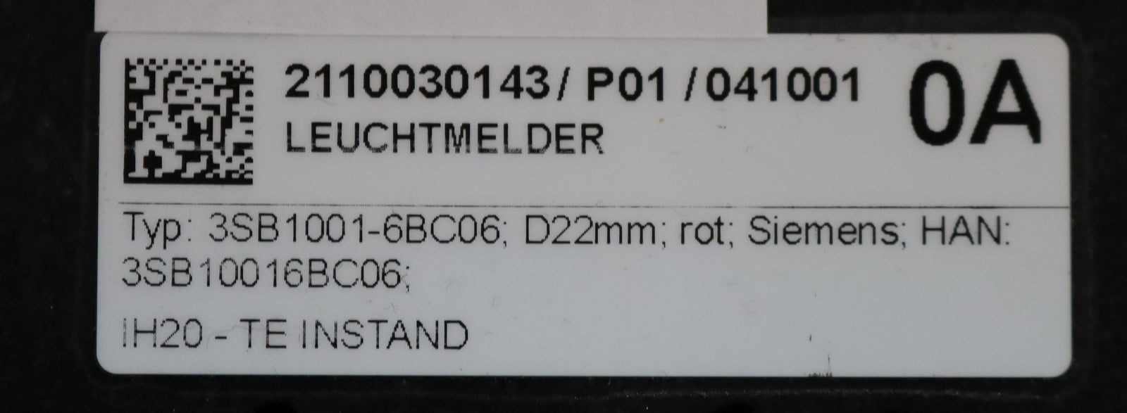 Bild des Artikels SIEMENS-2x-Leuchtmelder-3SB1001-6BC06-Ø-22mm-rot-unbenutzt