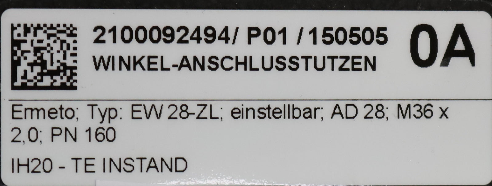 Bild des Artikels ERMETO-Winkel-Anschlusstutzen-mit-Schaft-Typ:-EW-28-ZL-einstellbar-M36x2,0-PN160