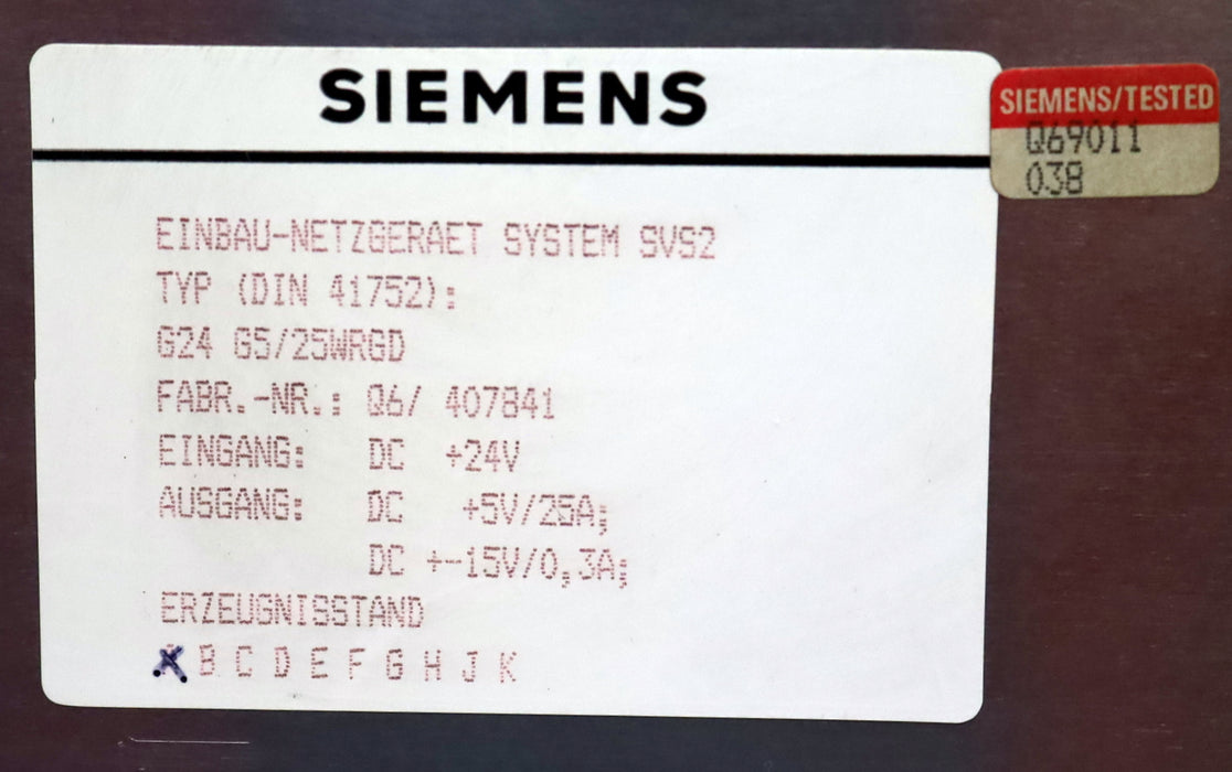 Bild des Artikels SIEMENS-SINUMERIK-Einbau-Netzgerät-6EV3054-0GC-Version-A---Blende-Batterie-fehlt