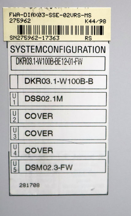 Bild des Artikels INDRAMAT-DIAX-03-AC-Controller-DKR-03-Systemkonfi.:-DKR03.1-W100B-BE12-01-FW