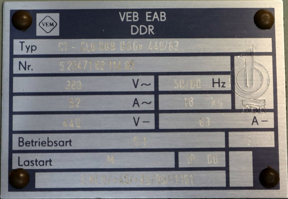 Bild des Artikels VEB-EAB-DDR-Steuergerät-Thyresch-CT-CL0-009-DGGv-440/63-400VDC-63A-gebraucht