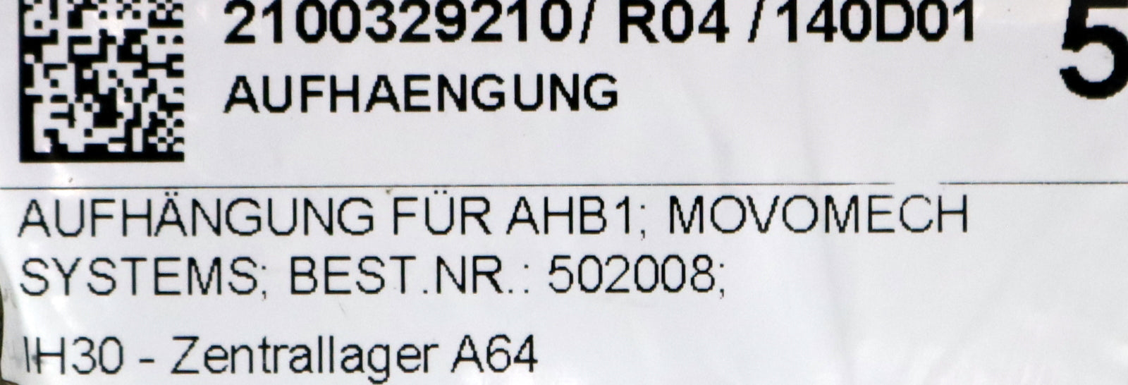 Bild des Artikels MOVOMECH-Mechrail-AHB1-Aufhängung-Best.Nr.-502008-unbenutzt