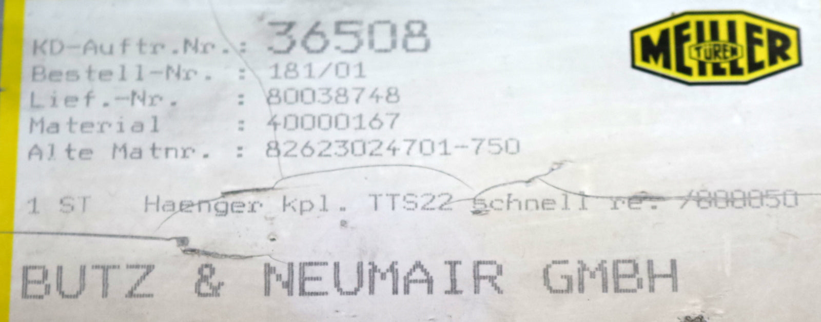 Bild des Artikels MEILLER-Hänger-komplett-TTS22-schnell-rechts-Materialnr.-40000167-unbenutzt